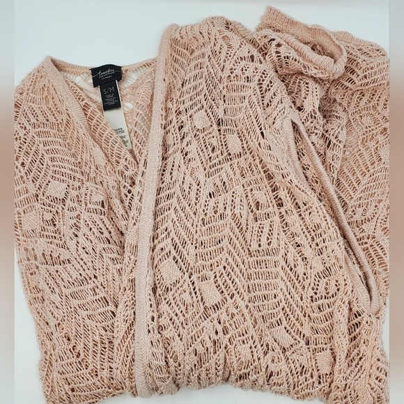 CHICO'S TRAVELERS COLLECTION LACEY STITCH SLEEVELESS CARDIGAN PINK WOMEN S/M - Picture 12 of 15